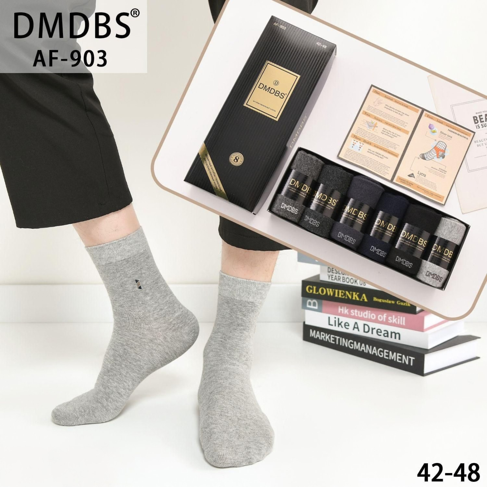 Set 6 perechi - Sosete medii din bumbac parfumate pentru bărbați – AF-903