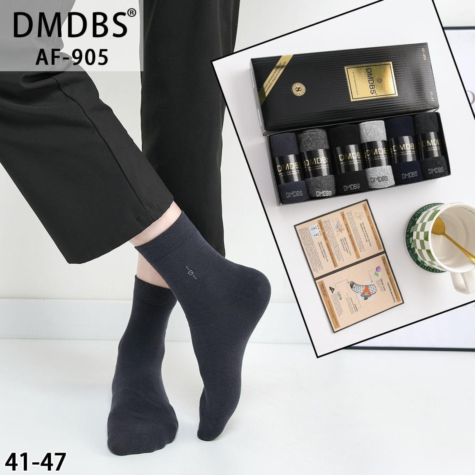 Set 6 perechi - Sosete medii din bumbac parfumate pentru bărbați – AF-905