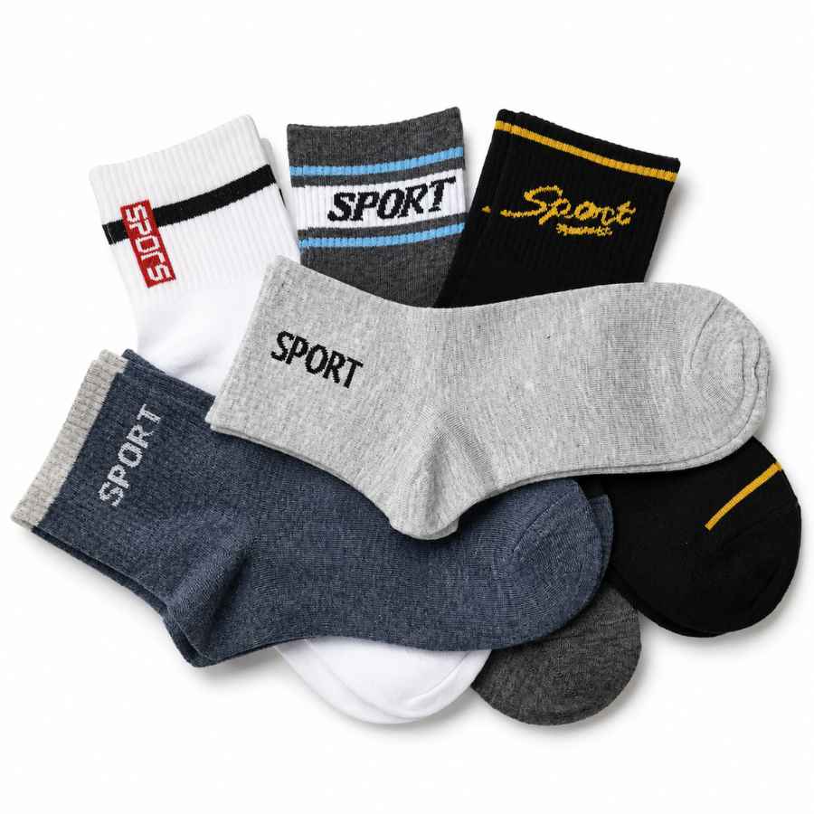 Set 10 perechi - Șosete medii sport din bumbac pentru copii - (80% bumbac, 15% poliamidă, 5% spandex)