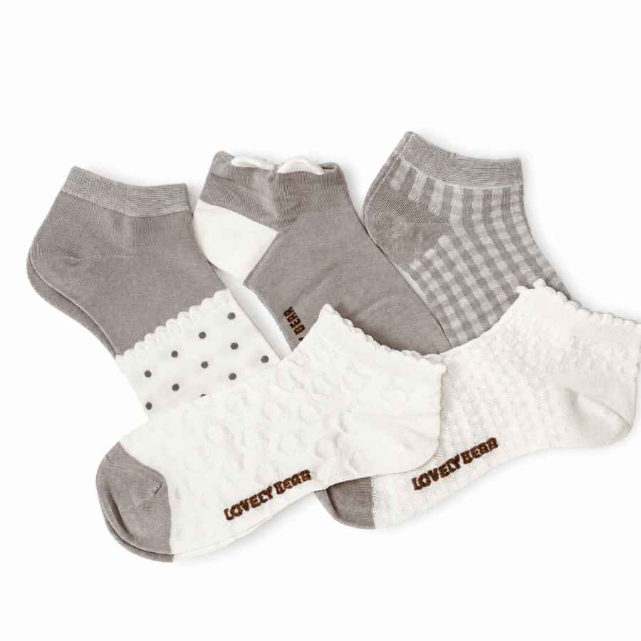Set 10 perechi - Șosete scurte din bumbac pentru femei - (80% bumbac, 15% poliamidă, 5% spandex)