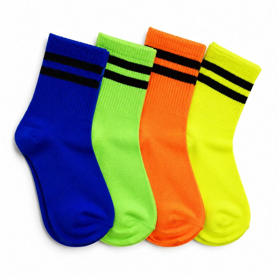 Set 10 perechi - Șosete sport dungate din bumbac unisex - (80% bumbac, 15% poliamidă, 5% spandex)