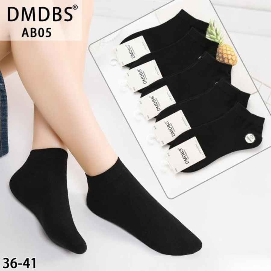 Set 10 perechi - Șosete scurte din bumbac negre pentru femei - (80% bumbac, 15% poliamidă, 5% spandex)