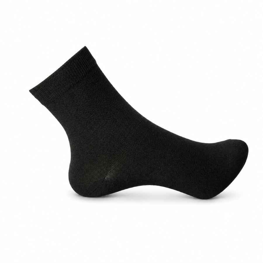 Set 10 perechi - Șosete medii din bumbac negre pentru adolescenți - (80% bumbac, 15% poliamidă, 5% spandex)