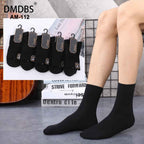 Set 10 perechi - Șosete medii din bumbac negre pentru bărbați - (80% bumbac, 15% poliamidă, 5% spandex)