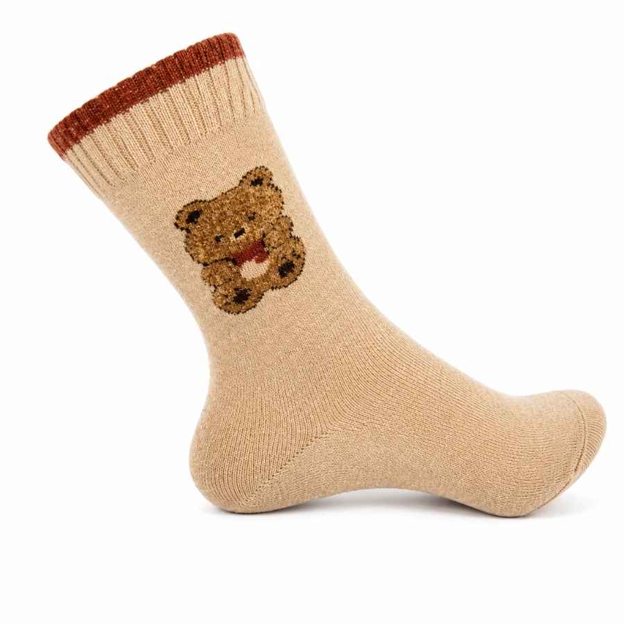 Set 10 perechi - Șosete din alpaca și cașmir pentru femei cu ursuleț - (79% alpaca, 19% cașmir, 2% spandex)