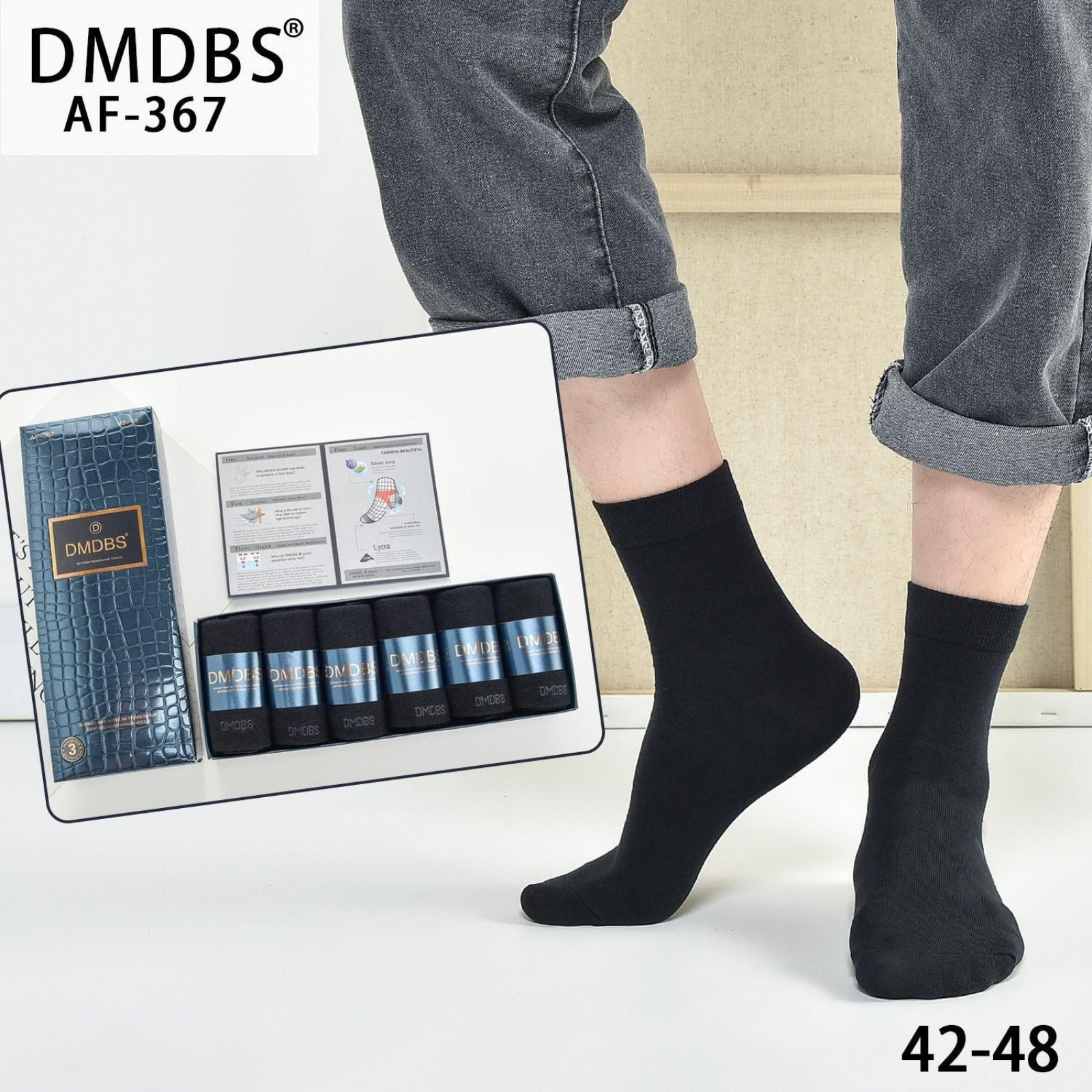 Set 6 perechi - Sosete medii din bumbac parfumate pentru bărbați – AF-367