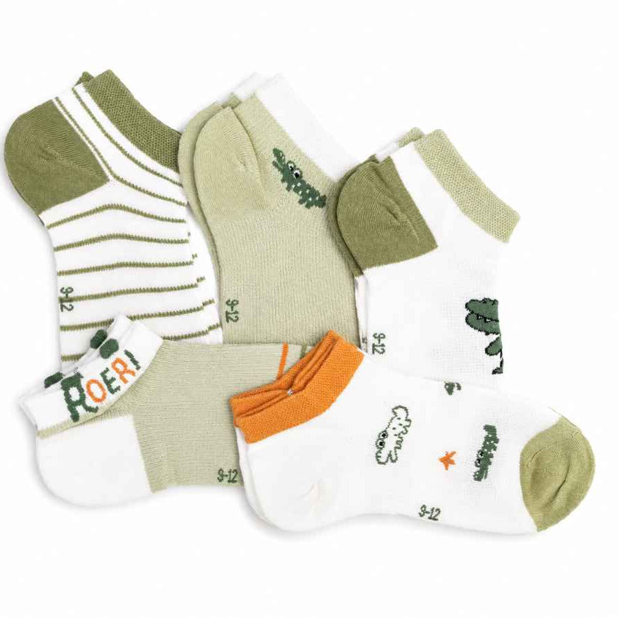 Set 10 perechi - Șosete scurte din bumbac pentru copii - (80% bumbac, 15% poliamidă, 5% spandex)