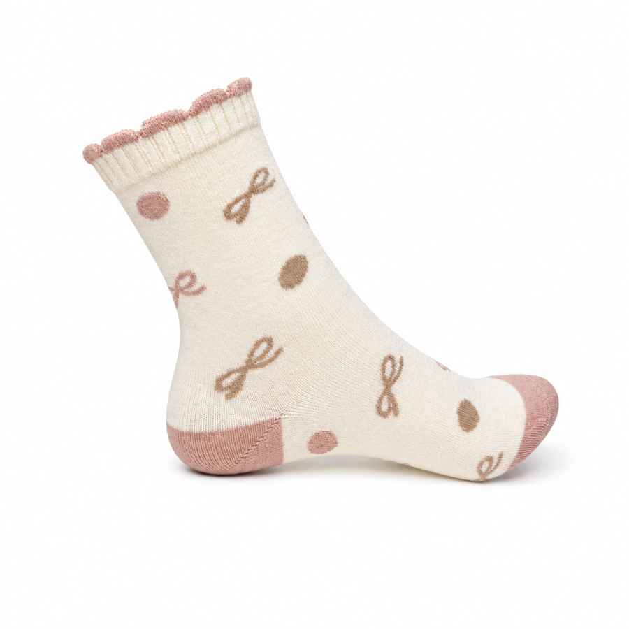 Set 10 perechi - Șosete medii din alpaca și cașmir pentru femei, model brodat - (79% alpaca, 19% cașmir, 2% spandex)