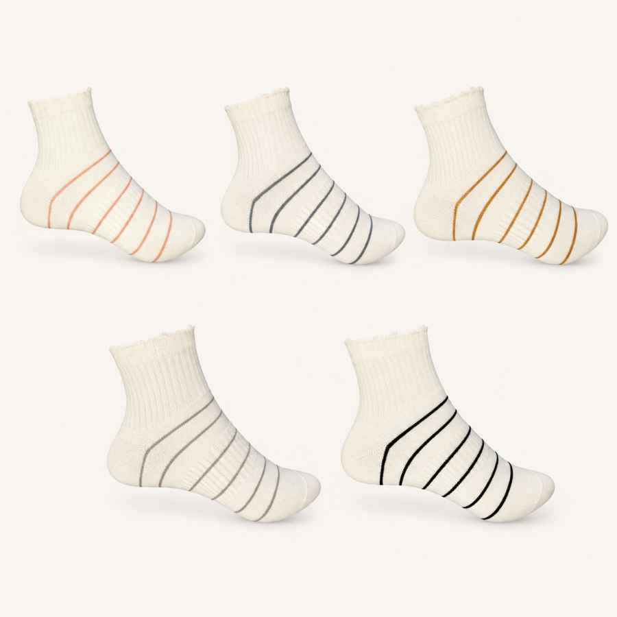 Set 10 perechi - Șosete scurte din bumbac pentru femei cu margine picot - (80% bumbac, 15% poliamidă, 5% spandex)