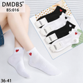 Set 10 perechi - Șosete scurte din bumbac pentru femei, model inimioară - (80% bumbac, 15% poliamidă, 5% spandex)