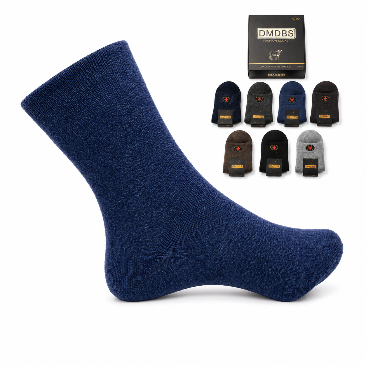 Set 12 perechi - Șosete din lână pentru bărbați fără cusătură, cutie cadou - (80% lână, 15% poliamidă, 5% lycra)