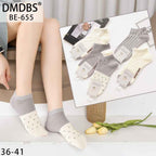 Set 10 perechi - Șosete scurte din bumbac pentru femei - (80% bumbac, 15% poliamidă, 5% spandex)