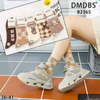 Set 10 perechi - Șosete medii din bumbac pentru femei - (80% bumbac, 15% poliamidă, 5% spandex)