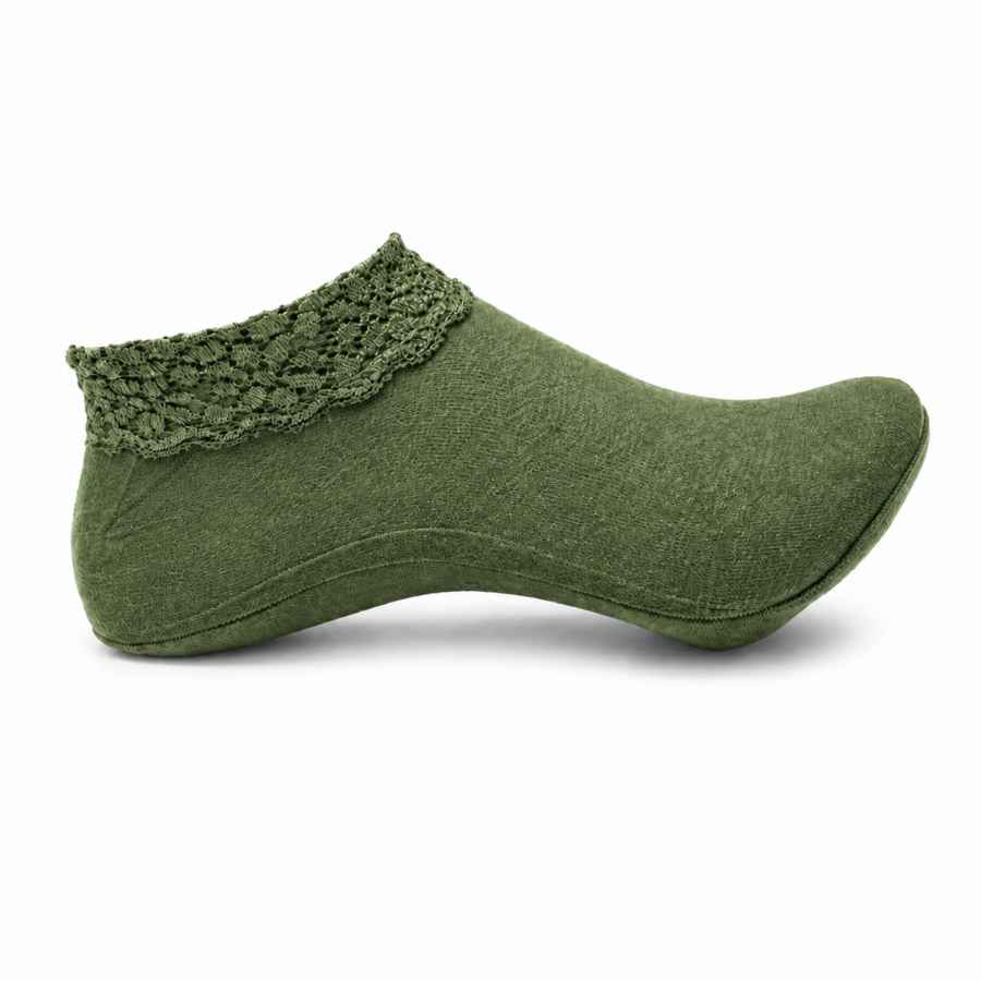 Set 10 perechi - Talpici invizibili groși cu dantelă - (90% fibră poliester, 10% spandex)