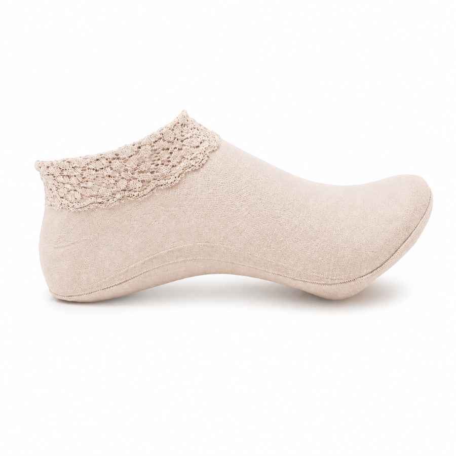 Set 10 perechi - Talpici invizibili groși cu dantelă - (90% fibră poliester, 10% spandex)