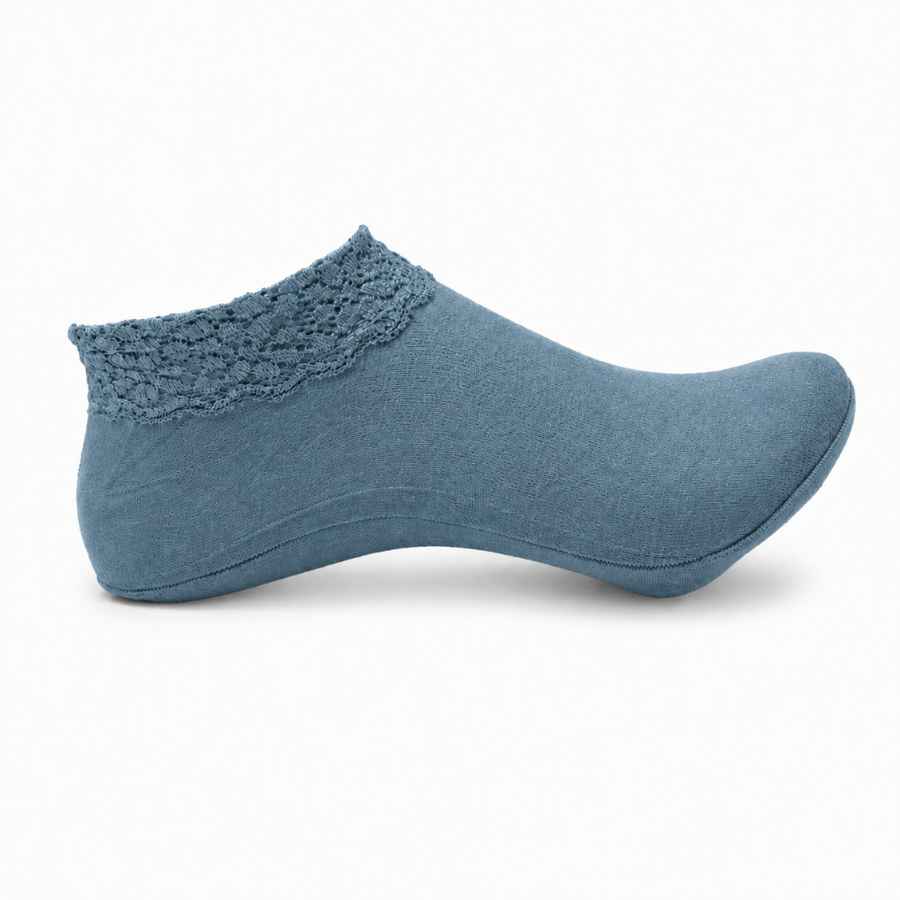 Set 10 perechi - Talpici invizibili groși cu dantelă - (90% fibră poliester, 10% spandex)