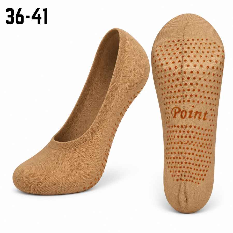 Talpici damă antiderapanți cu silicon, model invizibil - (90% fibră poliester, 10% spandex)