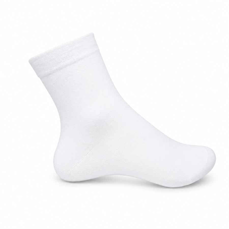 Set 10 perechi - Șosete medii din bumbac albe pentru femei - (80% bumbac, 15% poliamidă, 5% spandex)