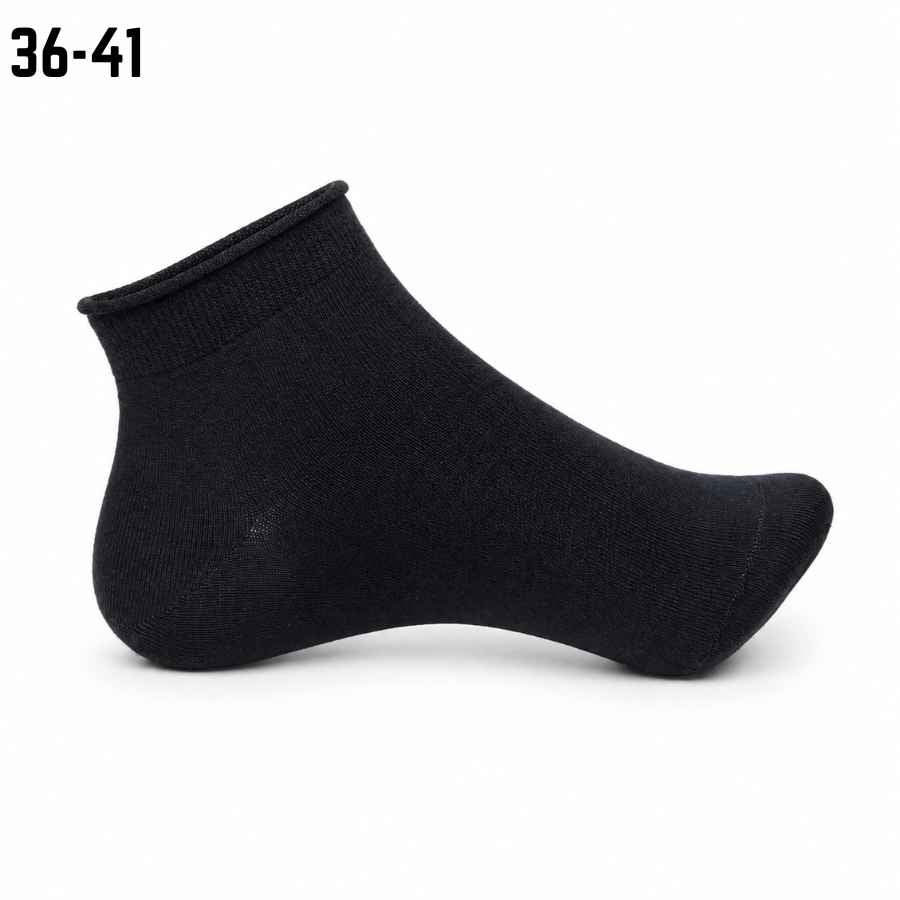 Șosete negre din bambus cu guler răsfrânt, fără cusătură - (95% bambus, 5% spandex)