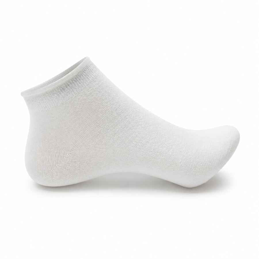 Șosete albe din bambus cu guler răsfrânt, fără cusătură - (95% bambus, 5% spandex)