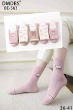 Set 10 perechi - Șosete medii din alpaca și cașmir pentru femei, model brodat - (79% alpaca, 19% cașmir, 2% spandex)