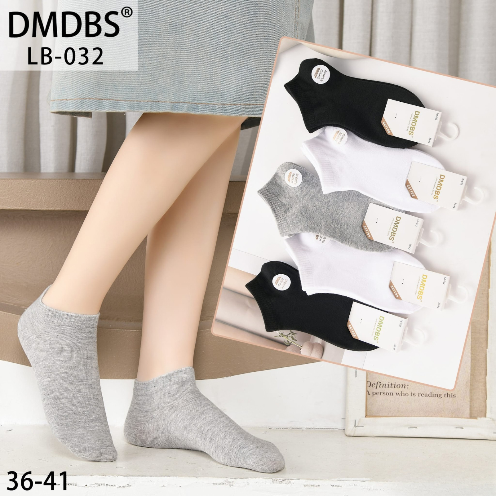 Set 10 perechi - Sosete scurte din bumbac pentru femei – LB-032