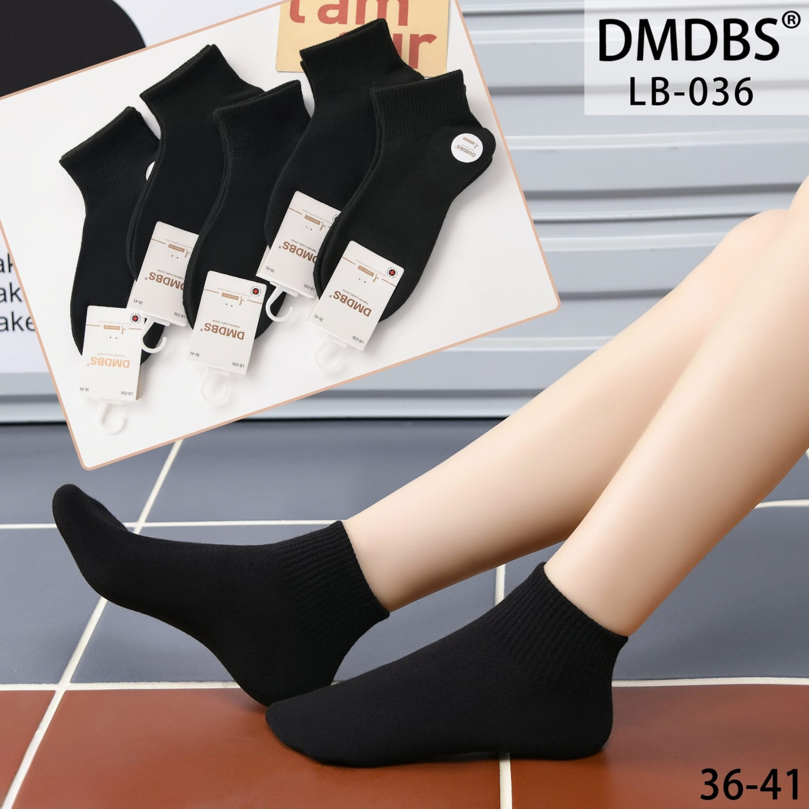 Set 10 perechi - Șosete scurte din bumbac pentru femei – LB-036