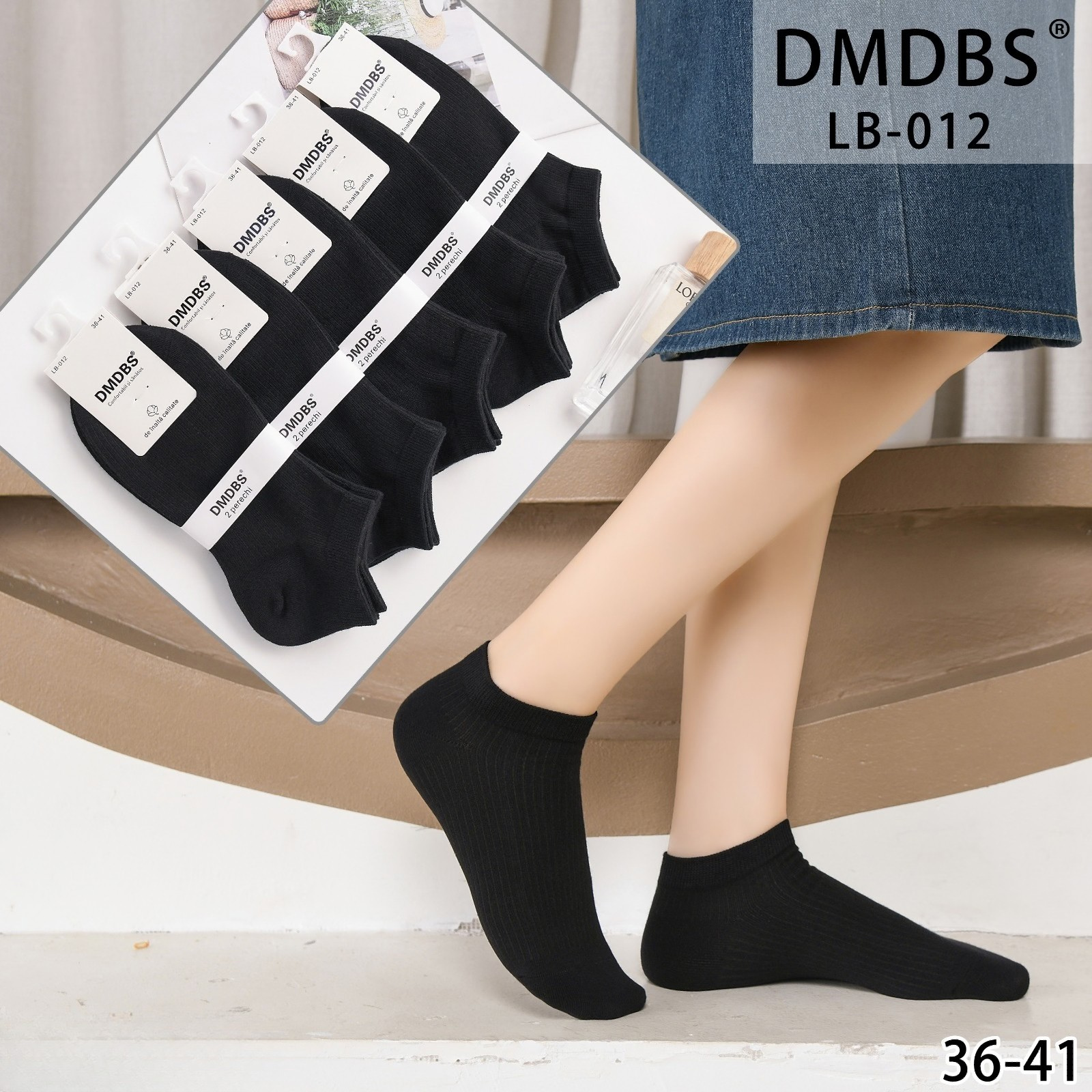 Set 10 perechi - Șosete scurte din bumbac pentru femei – LB-012