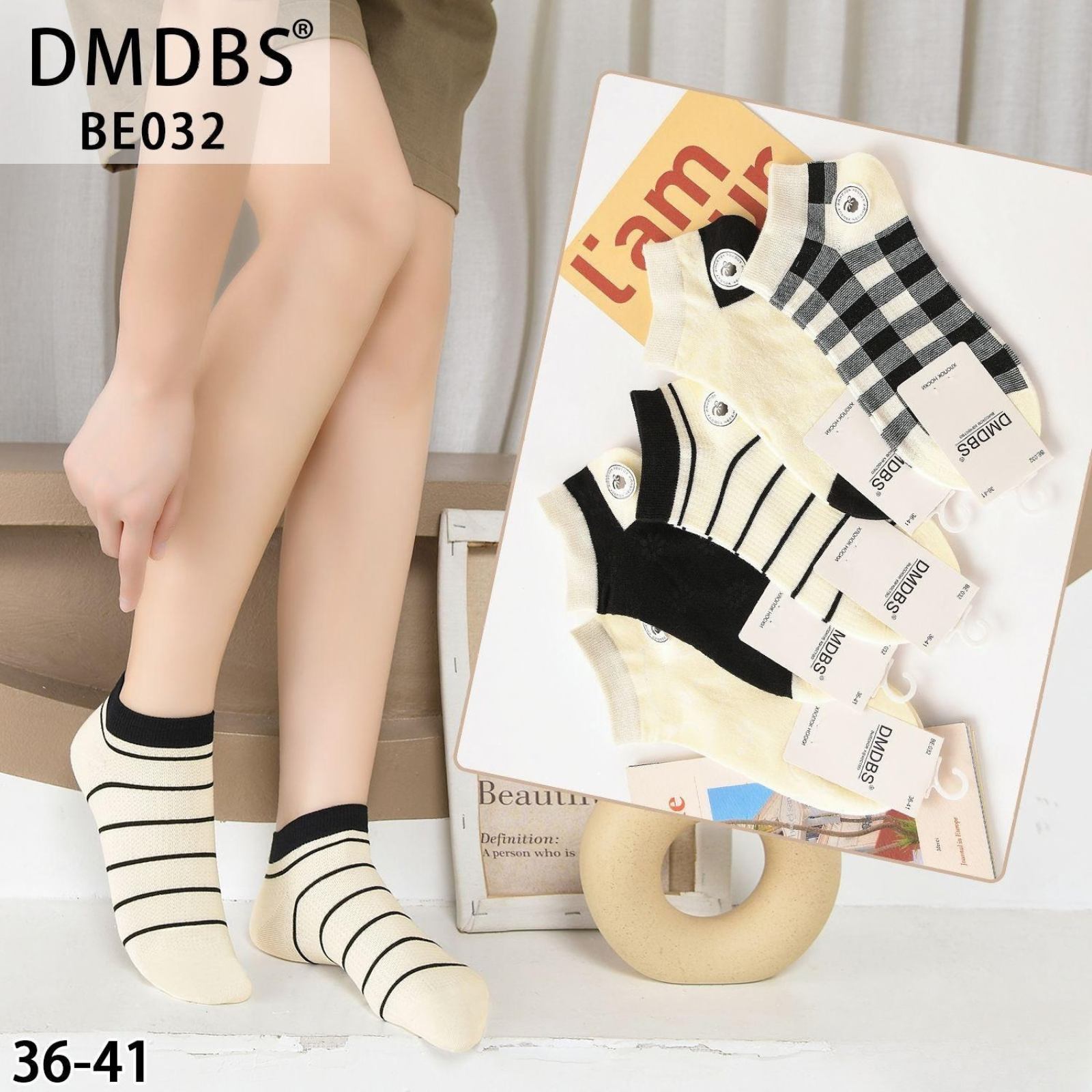 Set 10 perechi - Sosete scurte din bumbac pentru femei – BE032